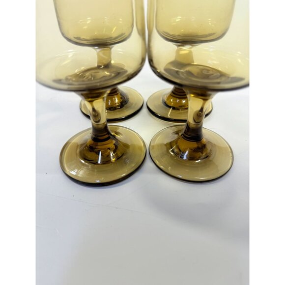 Wine Glasses Water Goblets Goblets Libbey Tawny Accent Smoky Brown Amber Vintage - Picture 8 of 11
